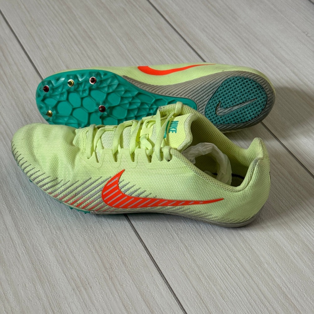 Nike Zoom Rival M 9 Track Racing Spikes Neon Yellow Orange Mens 9.5 Womens 11